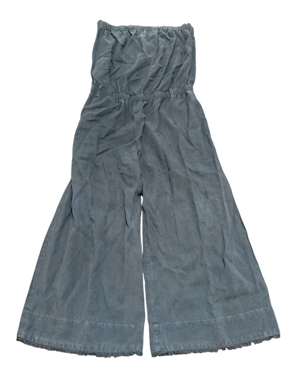 Anthropology Cloth & Stone Strapless Wide Leg Jumpsuit in Slate Gray